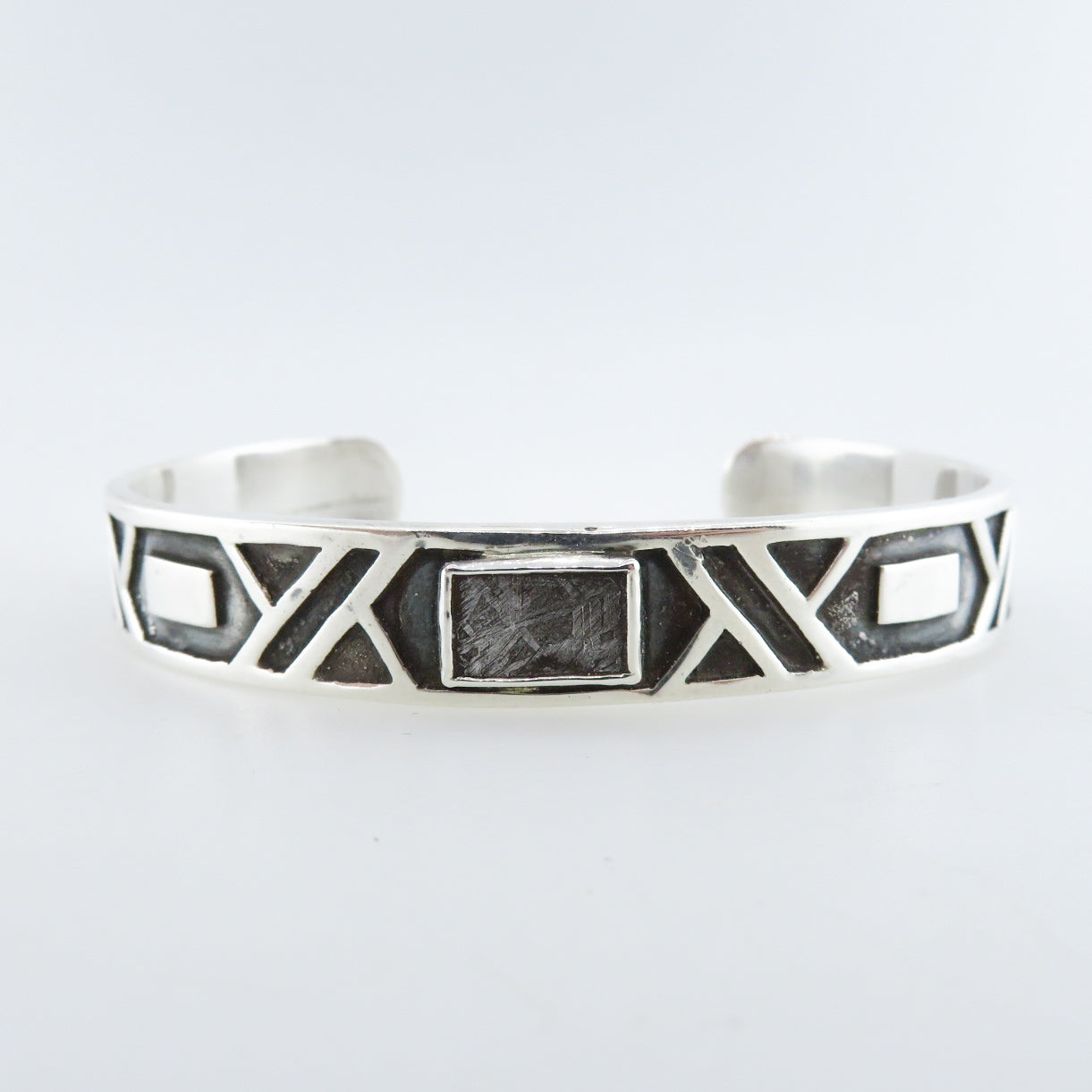 Sterling Silver Bangle with Iron Nickel Meteorite