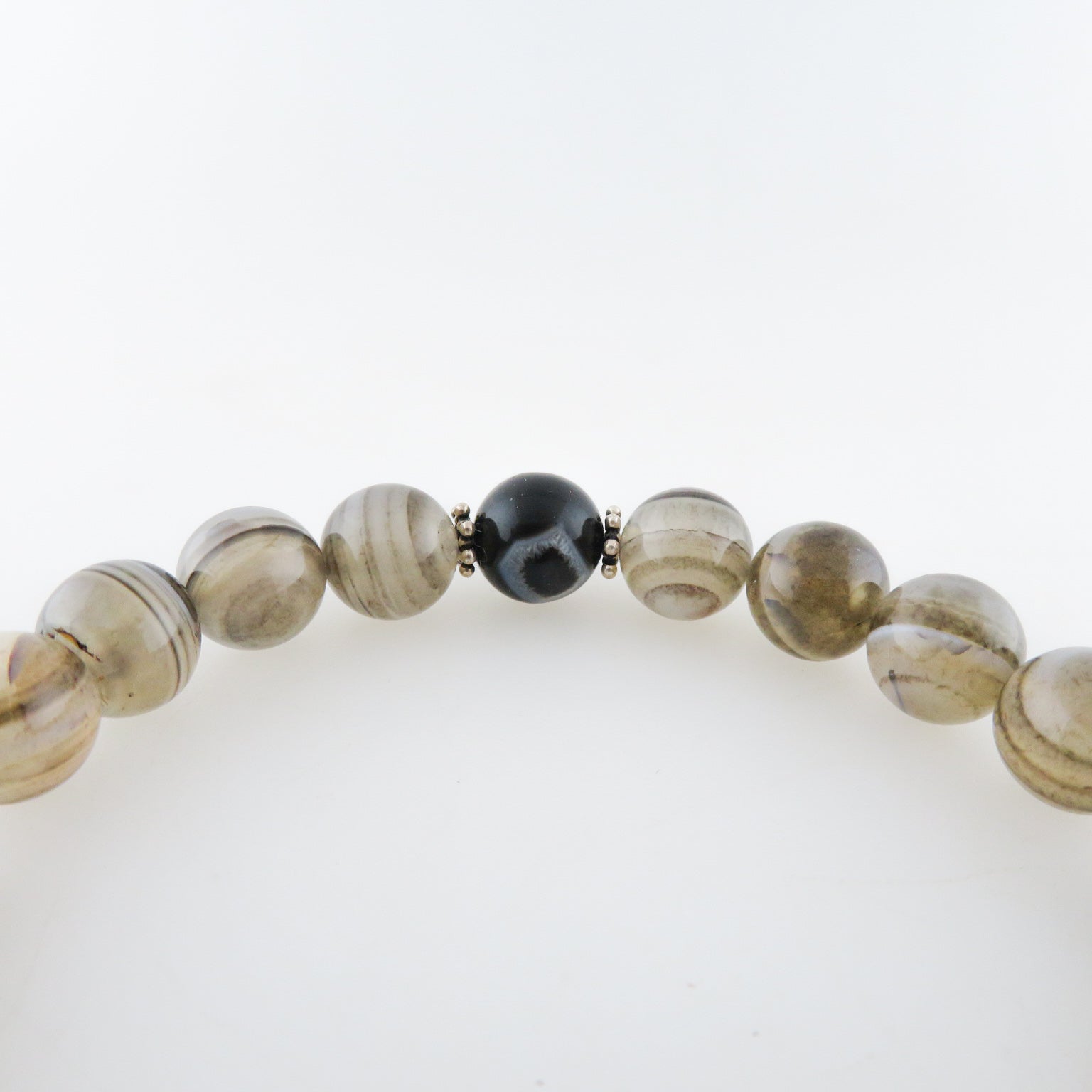 Agate Beads Bracelet with Silver Beads