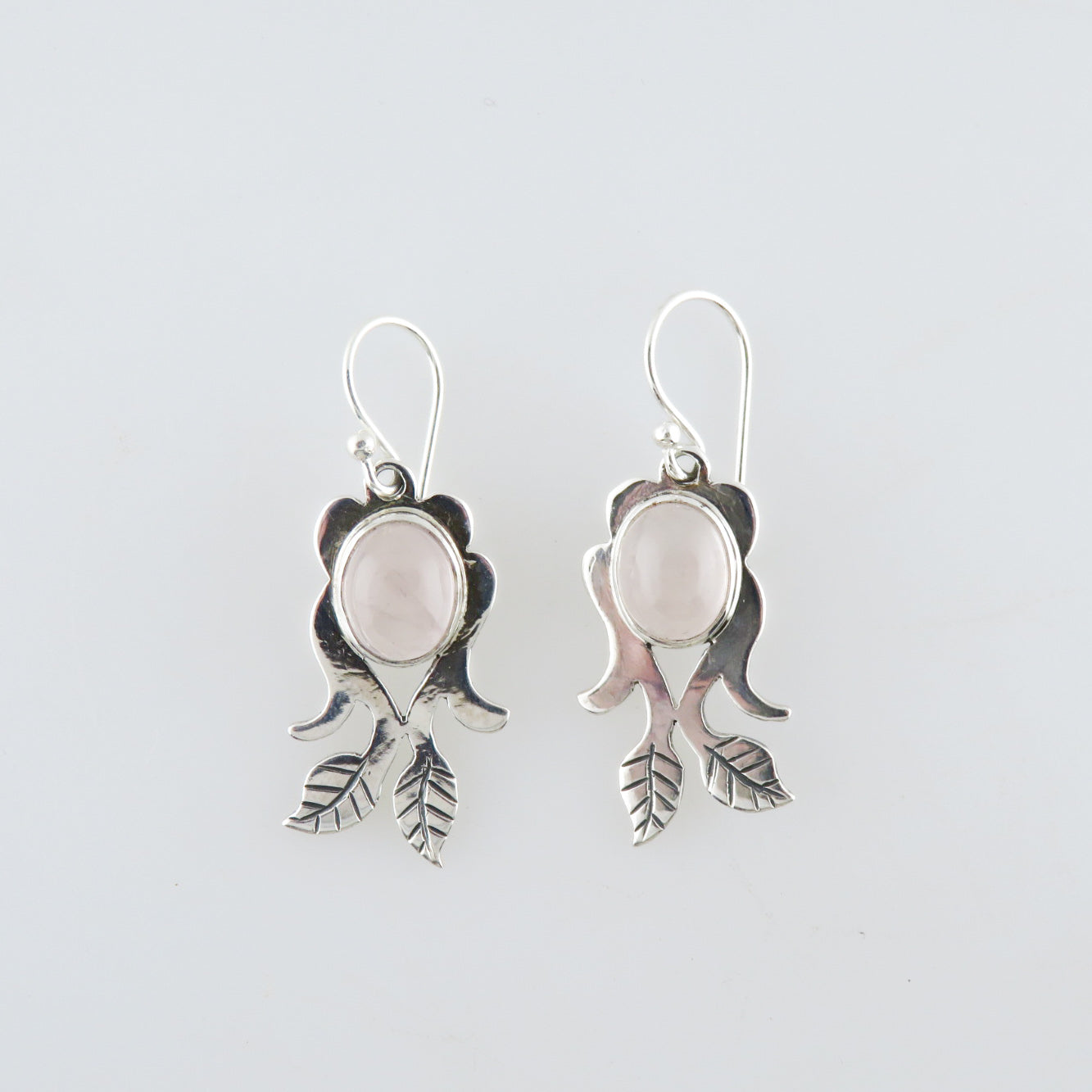 Rose Quartz Earrings with Sterling Silver