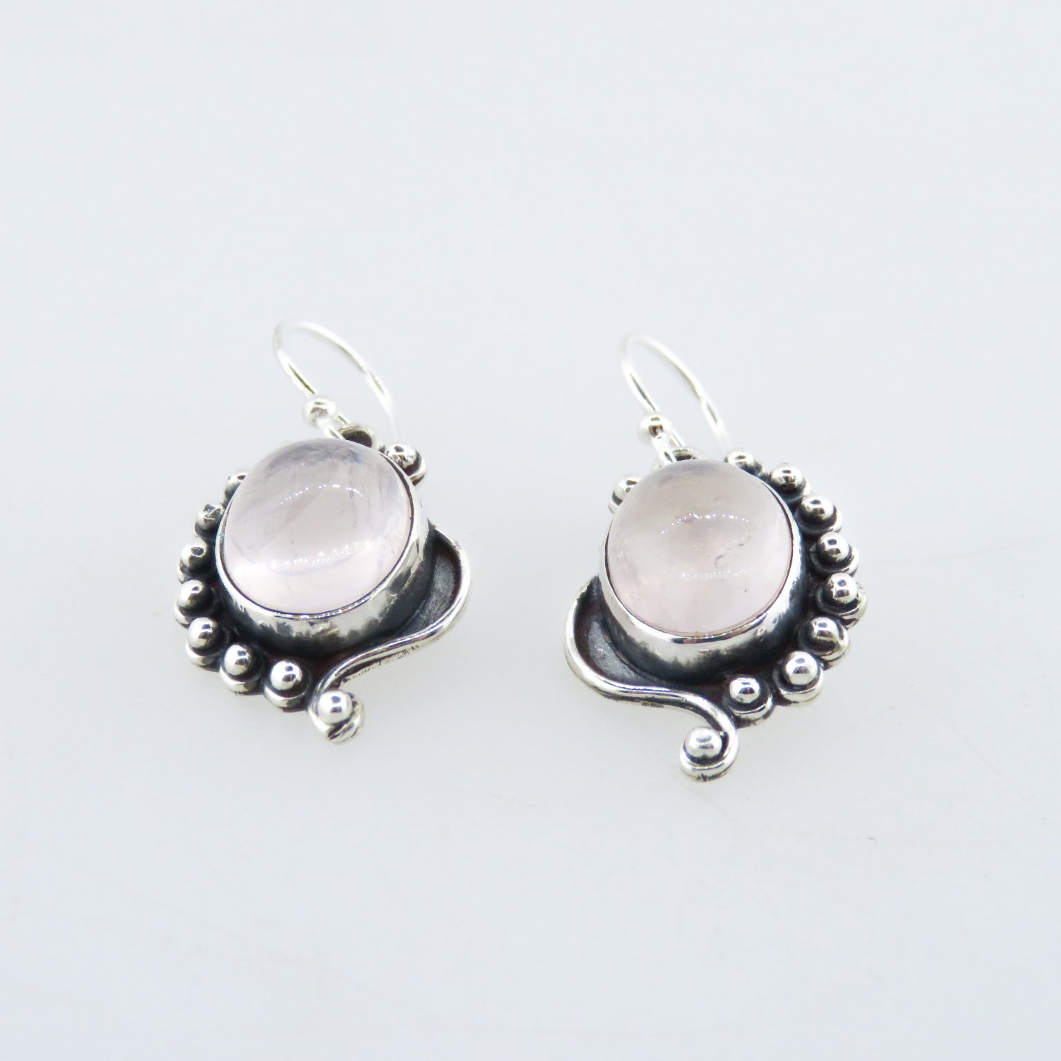 Rose Quartz Earrings with Sterling Silver