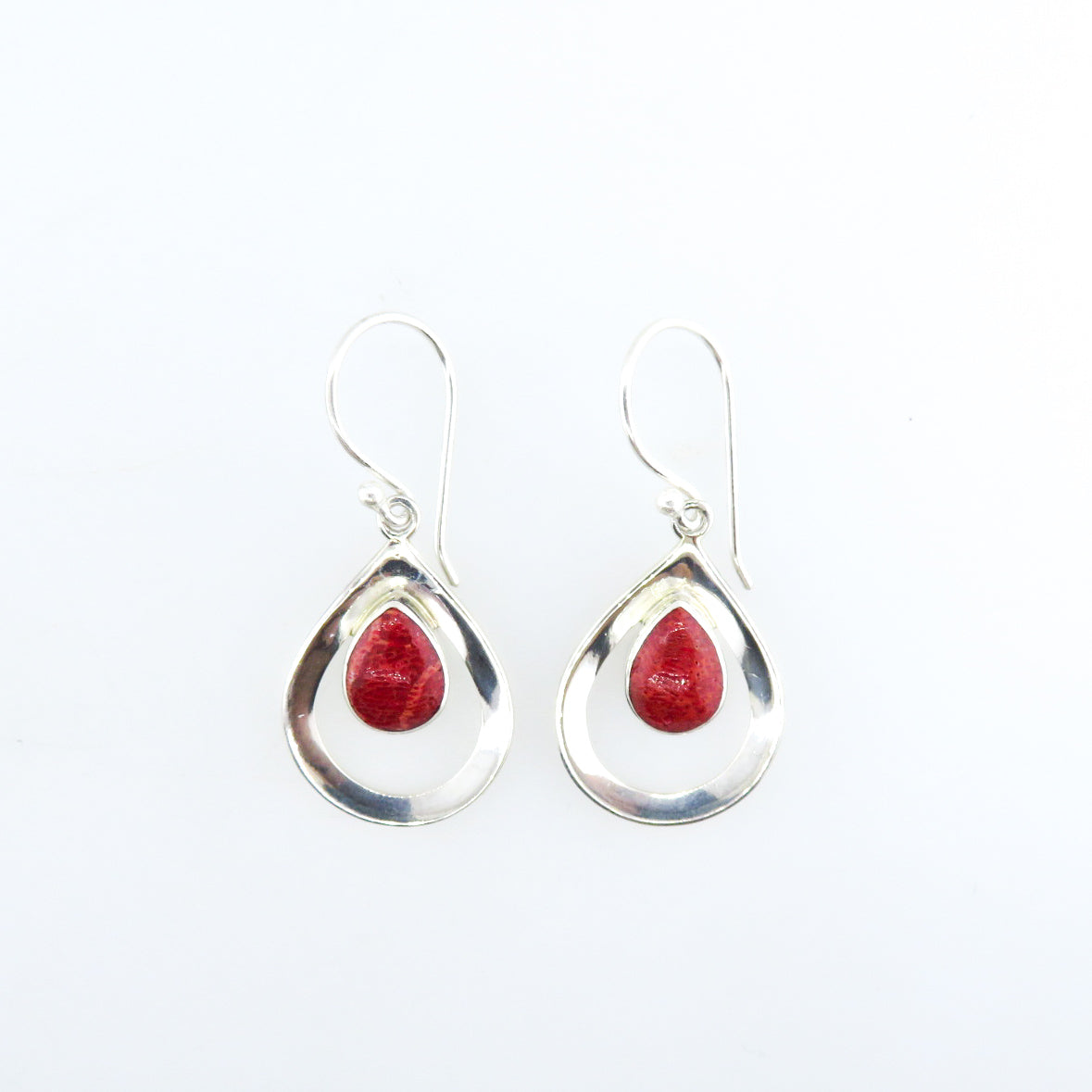 Red Coral Earrings with Sterling Silver