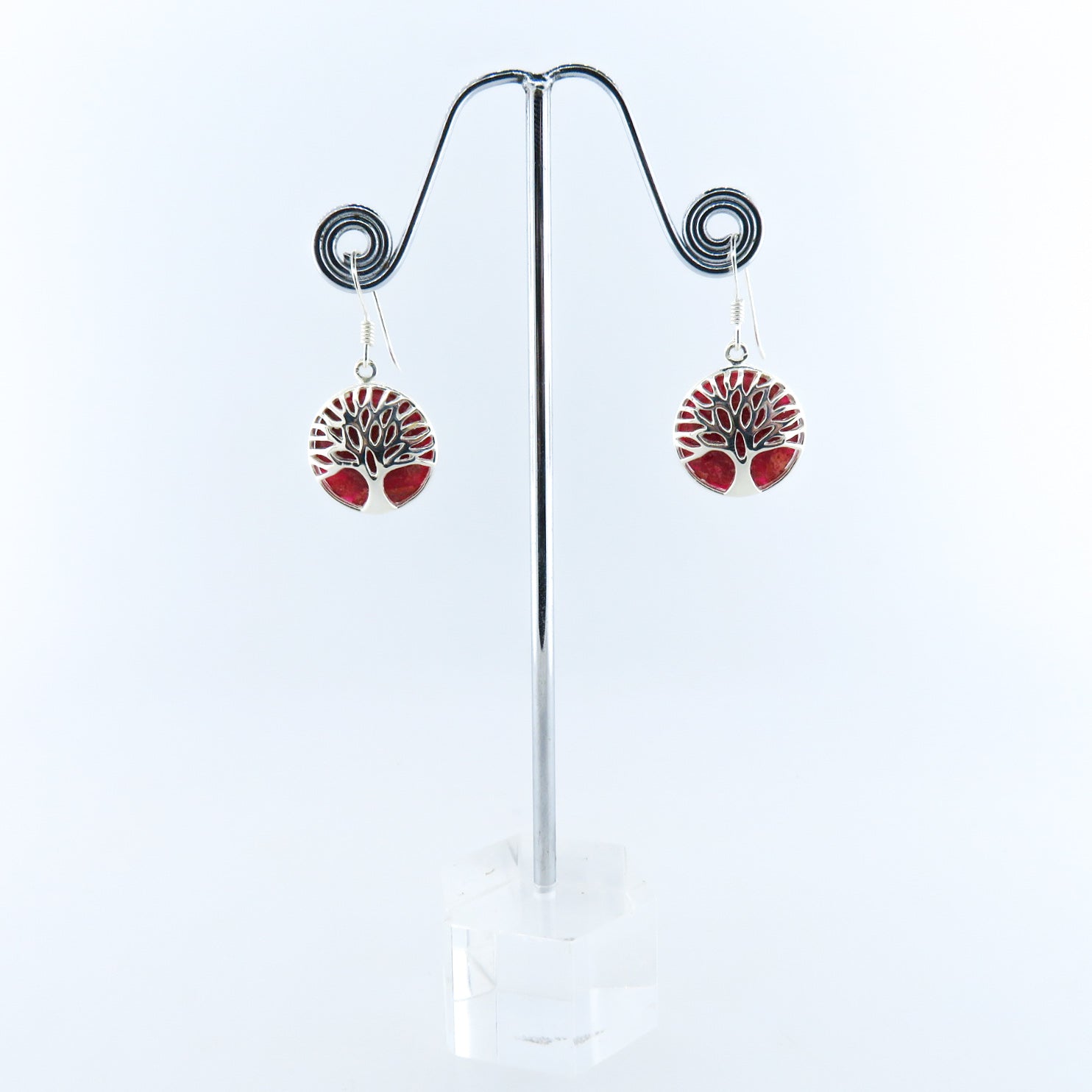 Red Coral Earrings with Sterling Silver