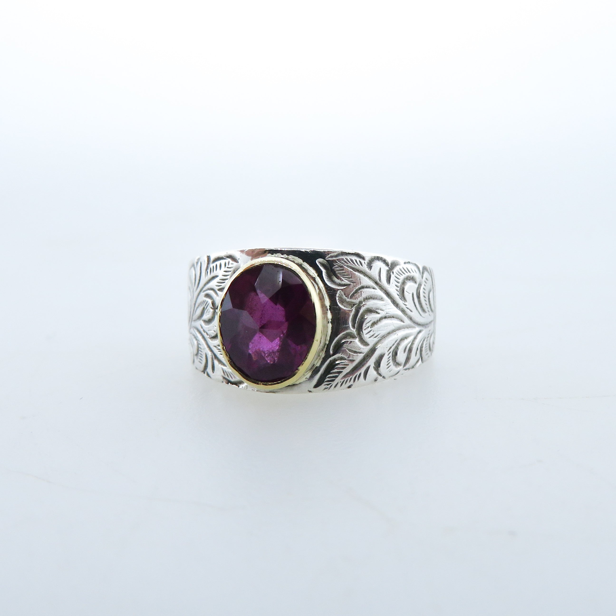Pink Tourmaline Sterling Silver Ring with 18k Gold