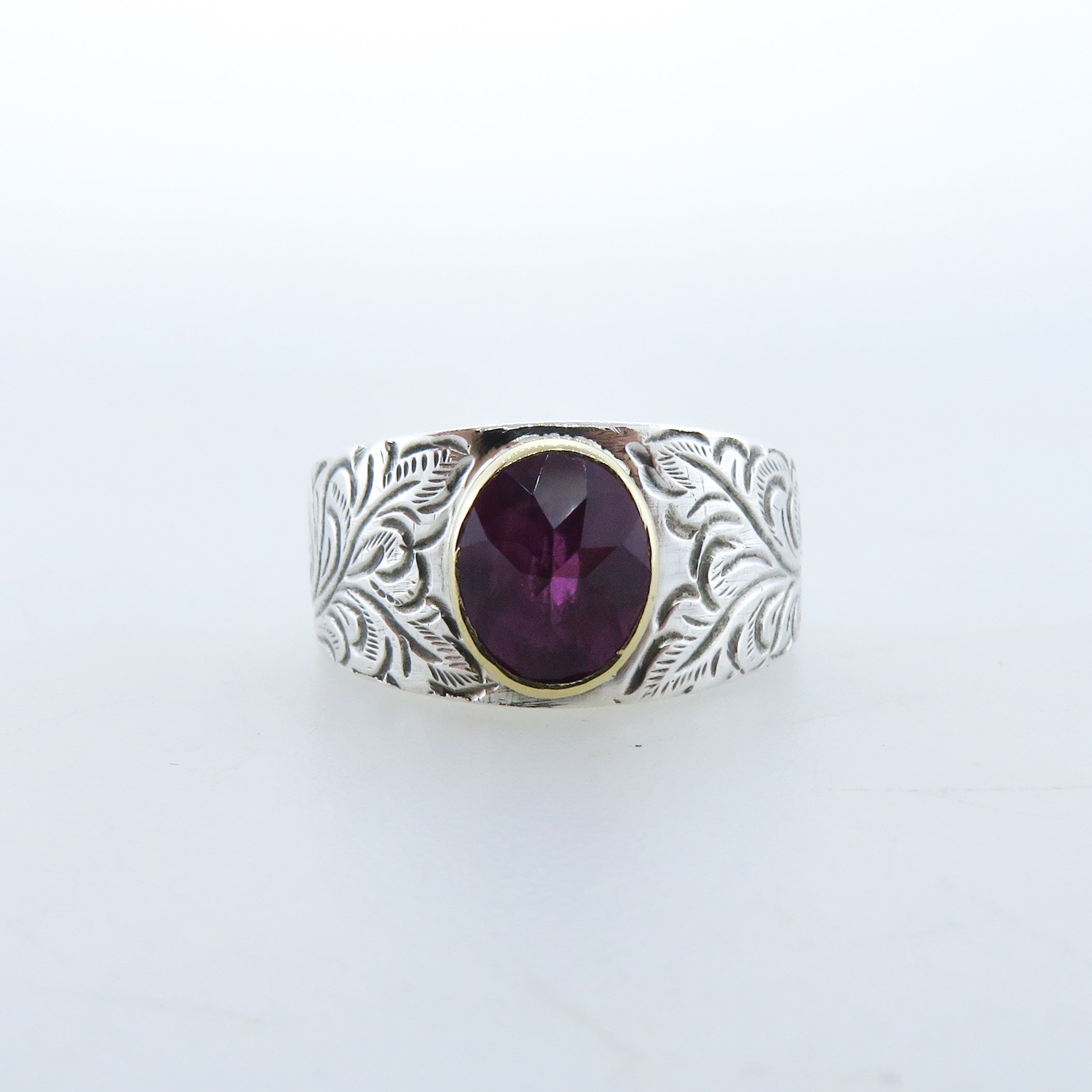 Pink Tourmaline Sterling Silver Ring with 18k Gold