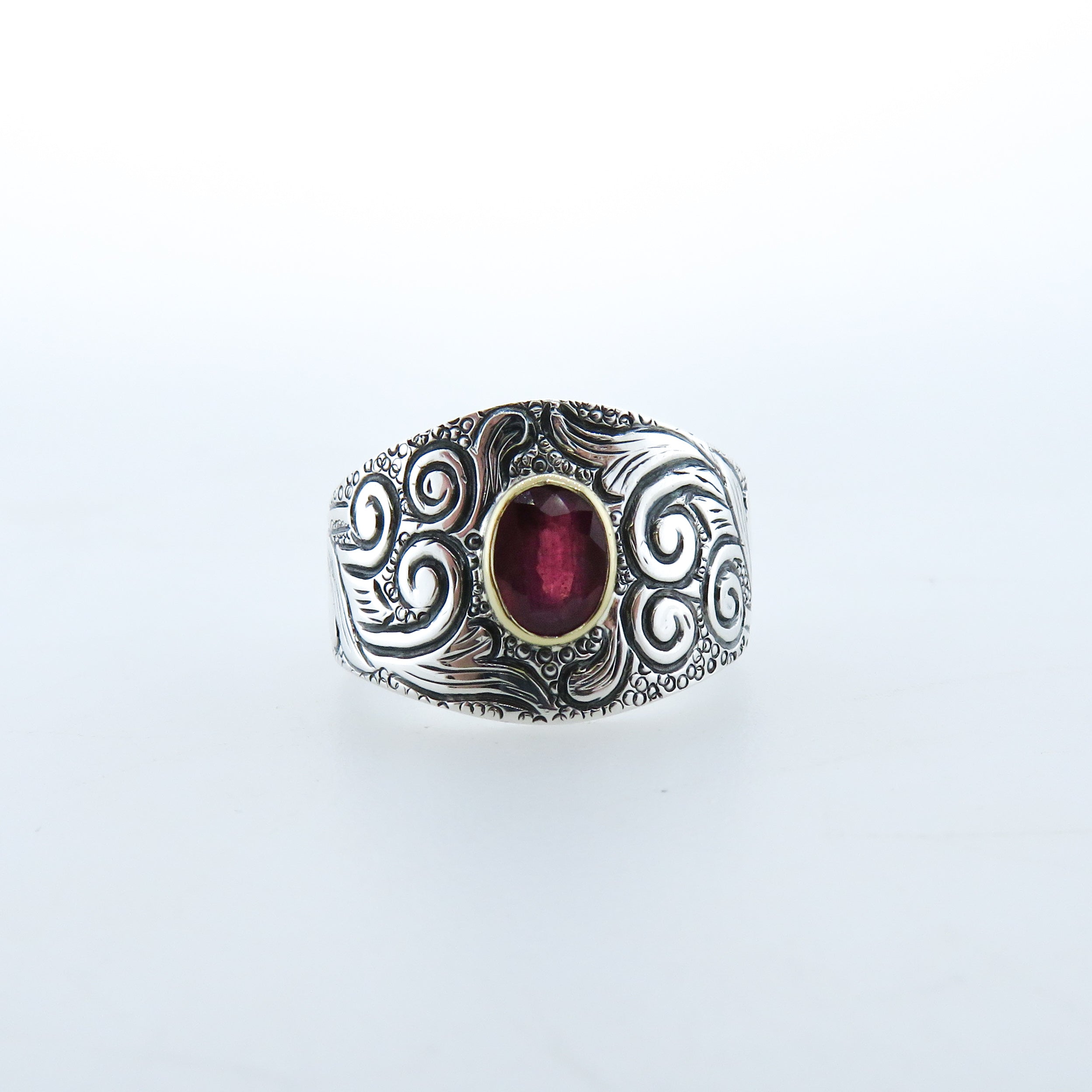 Ruby Sterling Silver Ring with 18k Gold