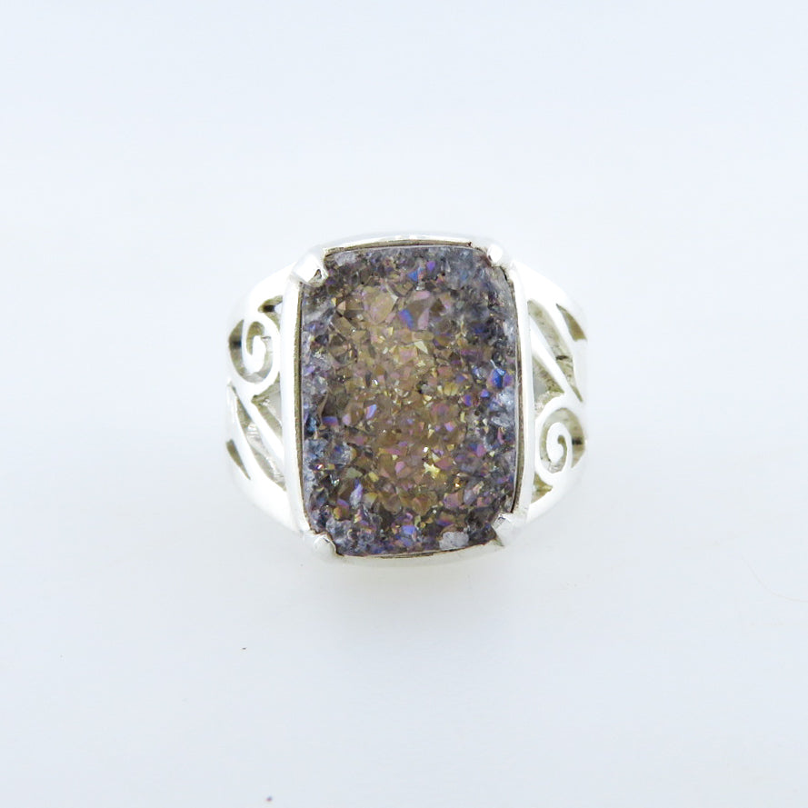 Sterling Silver Ring with Drusy Quartz