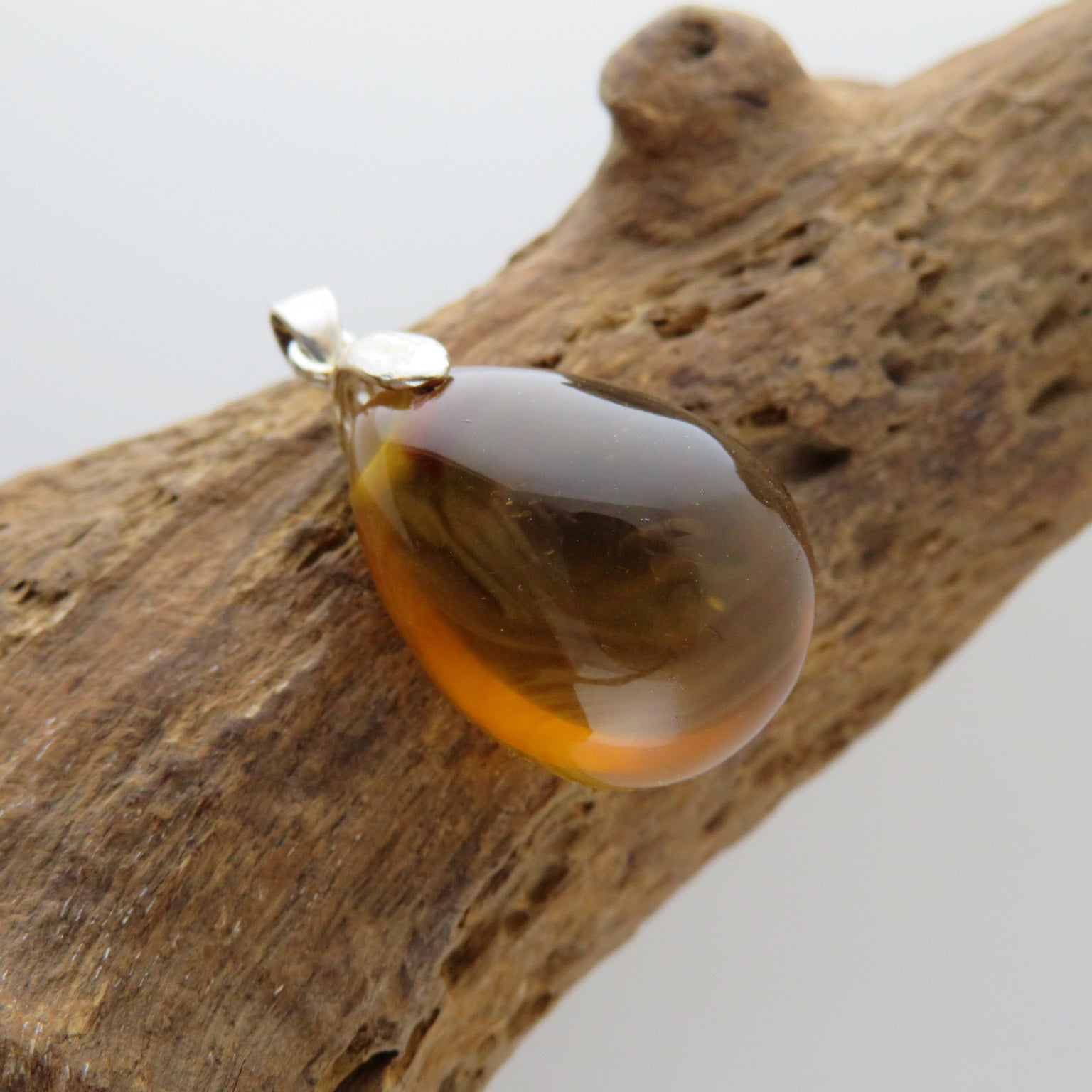 Sumatra Amber Pendant with Sterling Silver