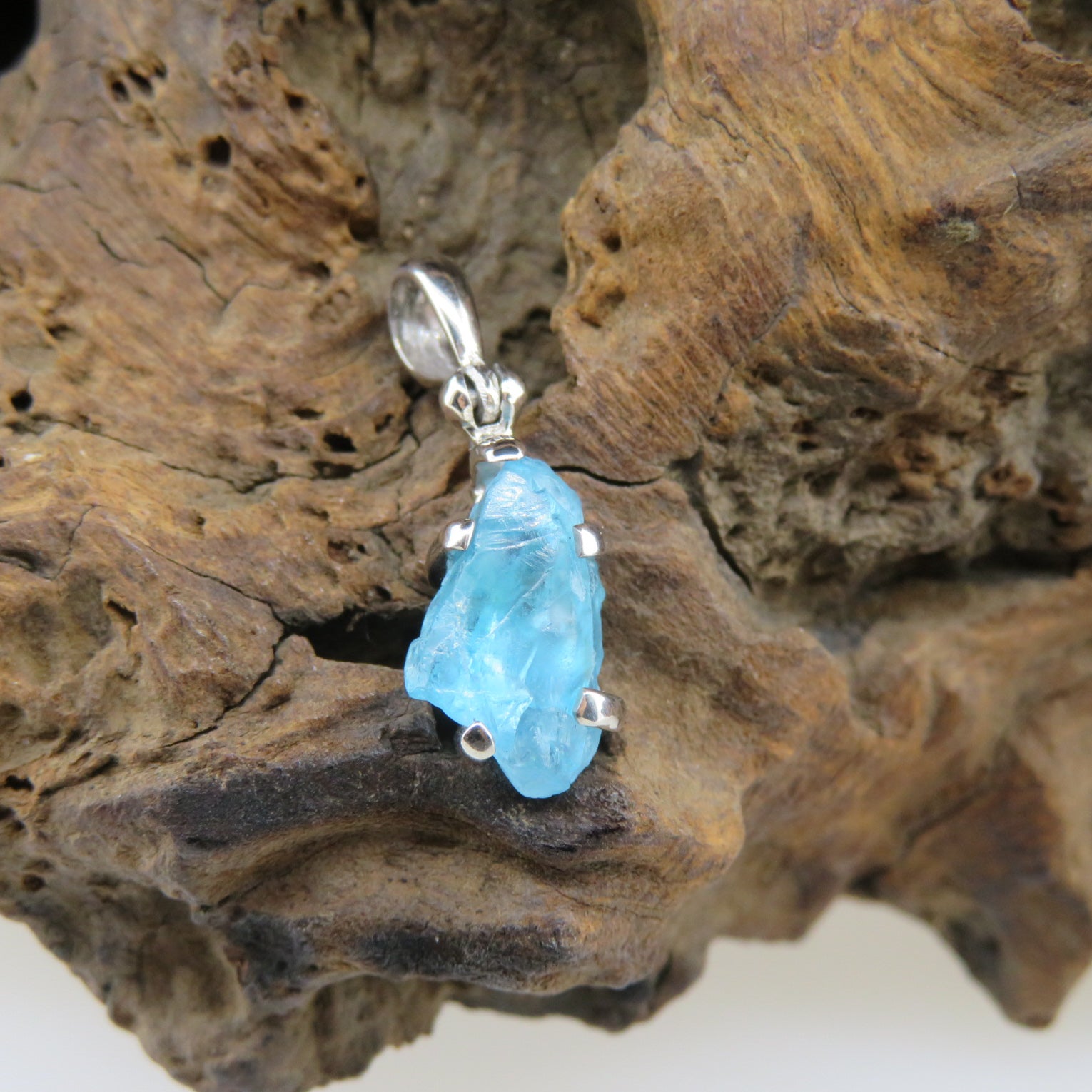 Blue Apatite Pendant with Sterling Silver