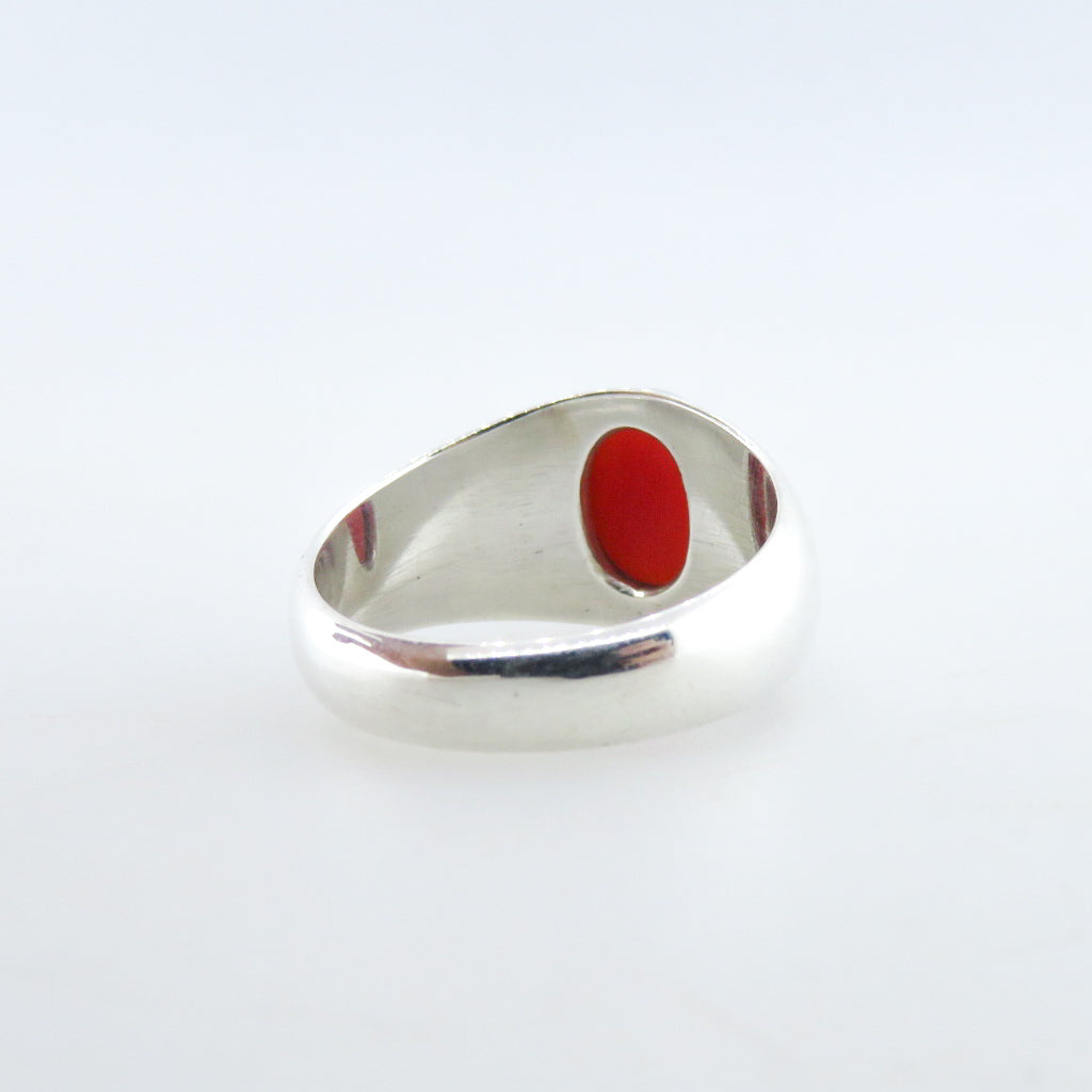 Sterling Silver Ring with Italian Red Coral
