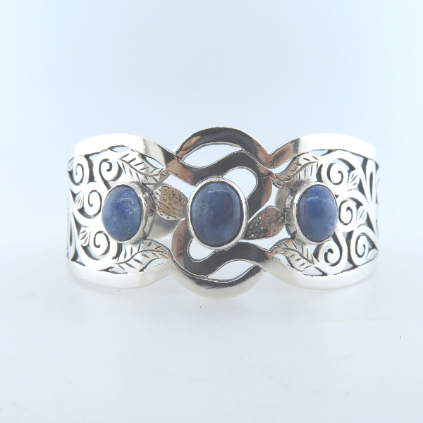 Sterling Silver Bangle with Blue Sapphire