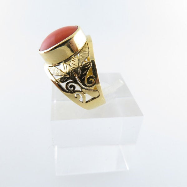 18K Gold Ring with Italian Red Coral
