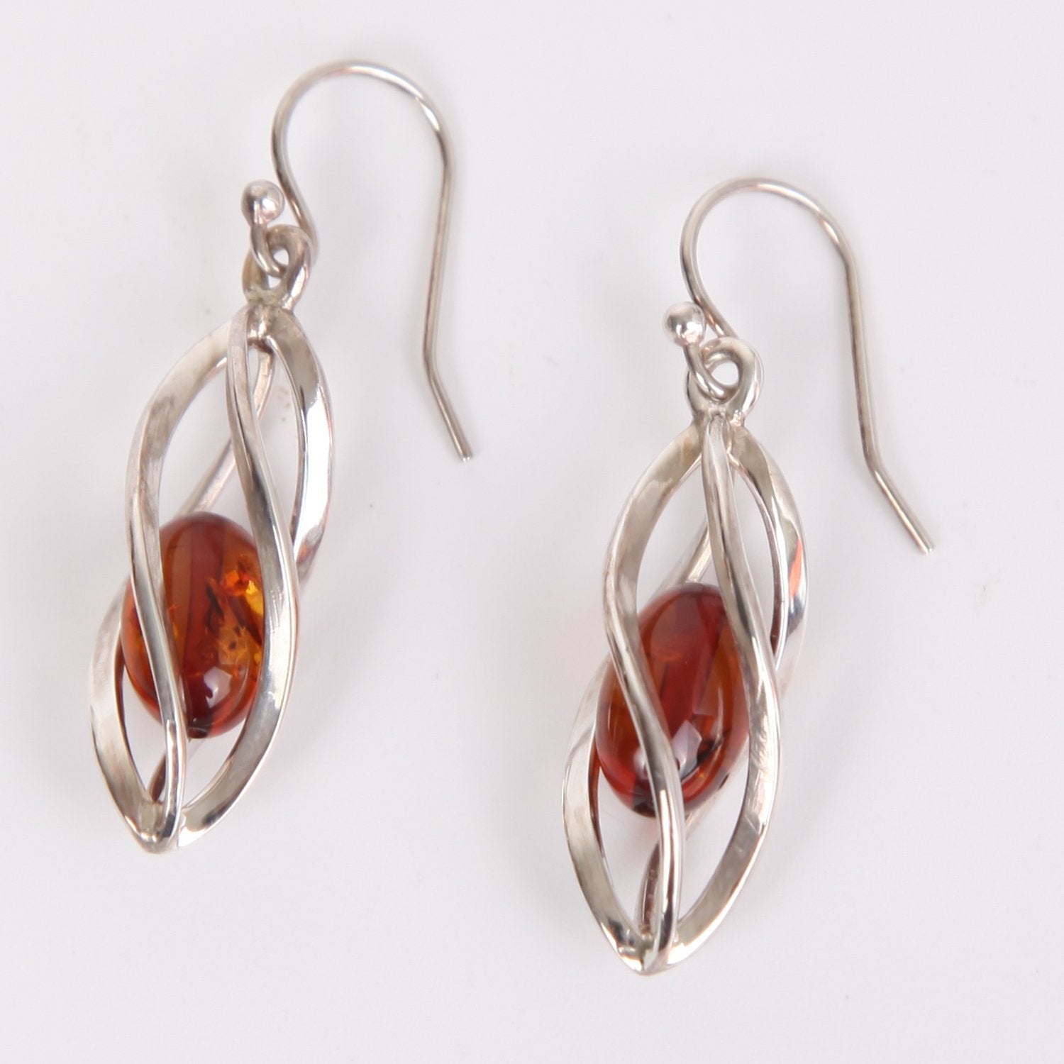 Amber Earrings with Sterling Silver
