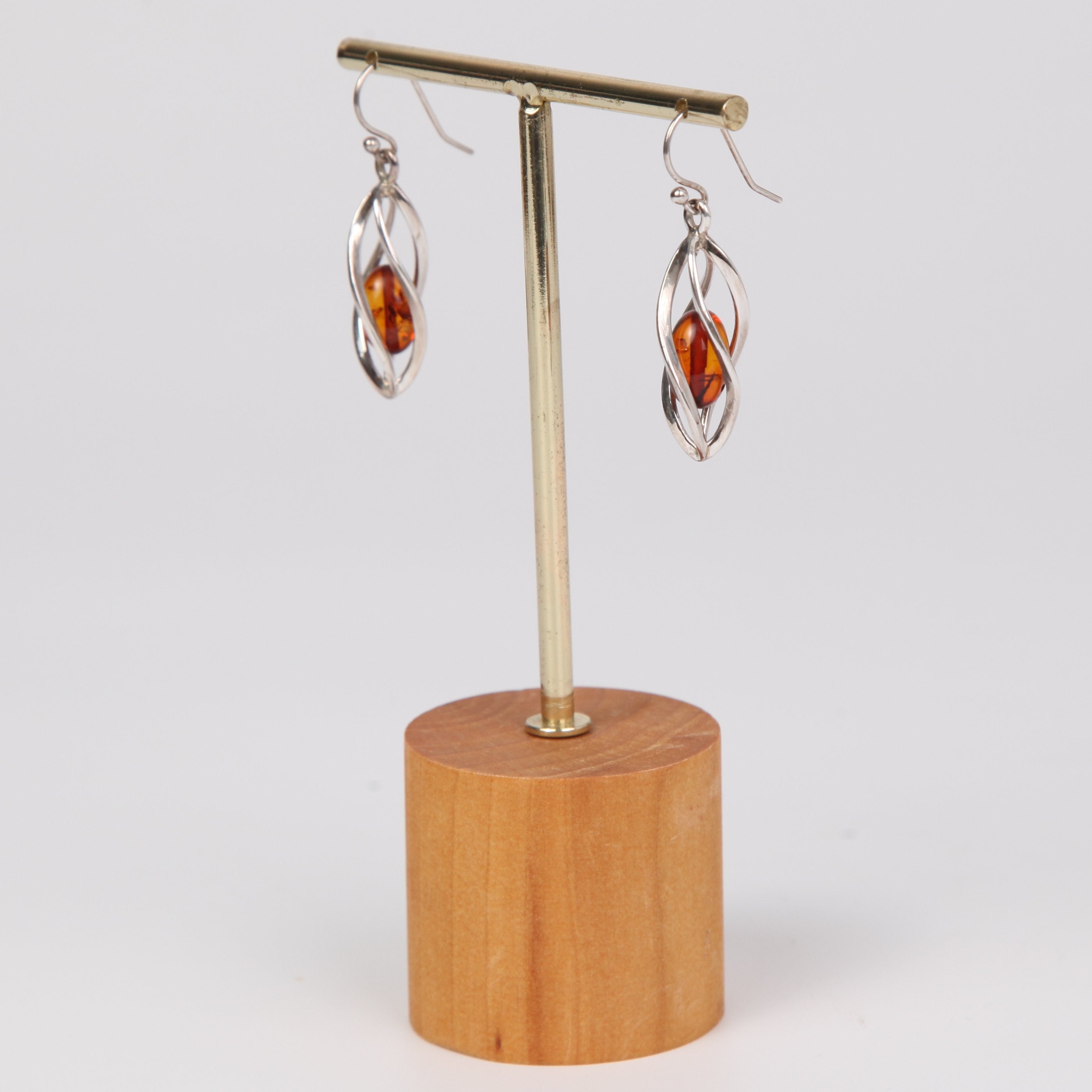 Amber Earrings with Sterling Silver