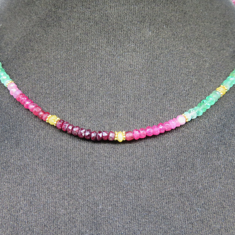 Multi Colour Sapphire Necklace with 18K Gold