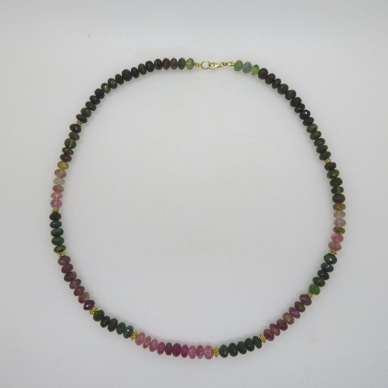 Multi Colour Tourmaline Necklace with 18K Gold