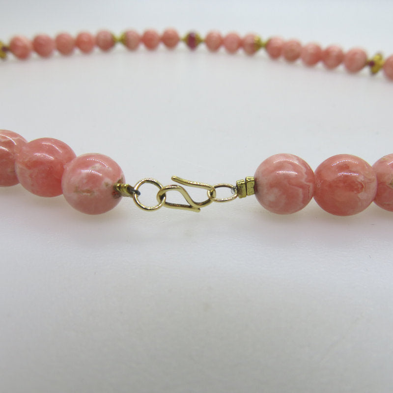 Rhodochrosite  Necklace with Ruby and 18K Gold