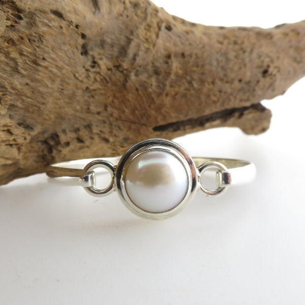 Fresh Water Pearls Bangle with Sterling Silver