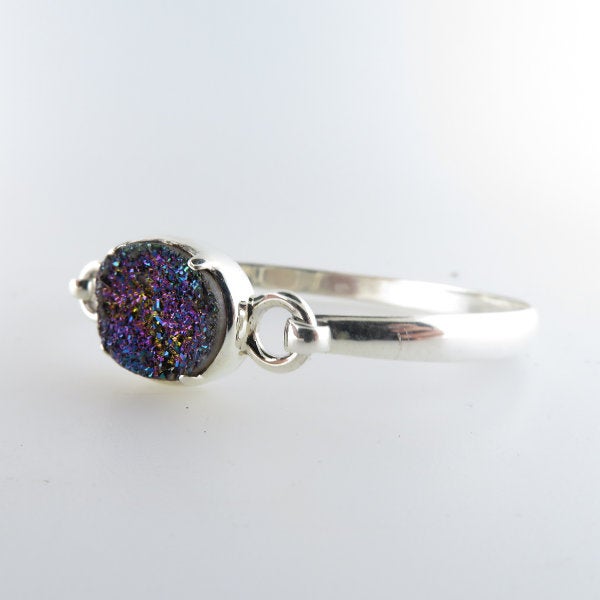 Drusy Quartz Bangle with Sterling Silver