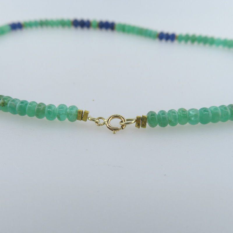 Emerald 18K Gold Necklace with Blue Sapphire