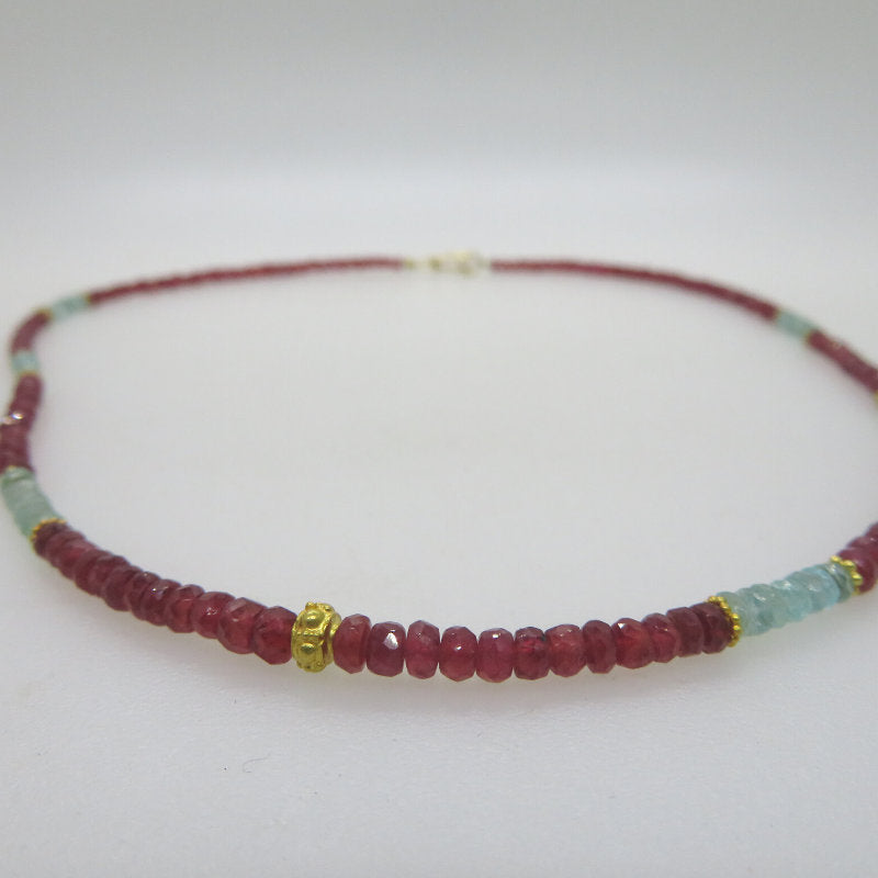Ruby 18K Gold Necklace with Tourmaline