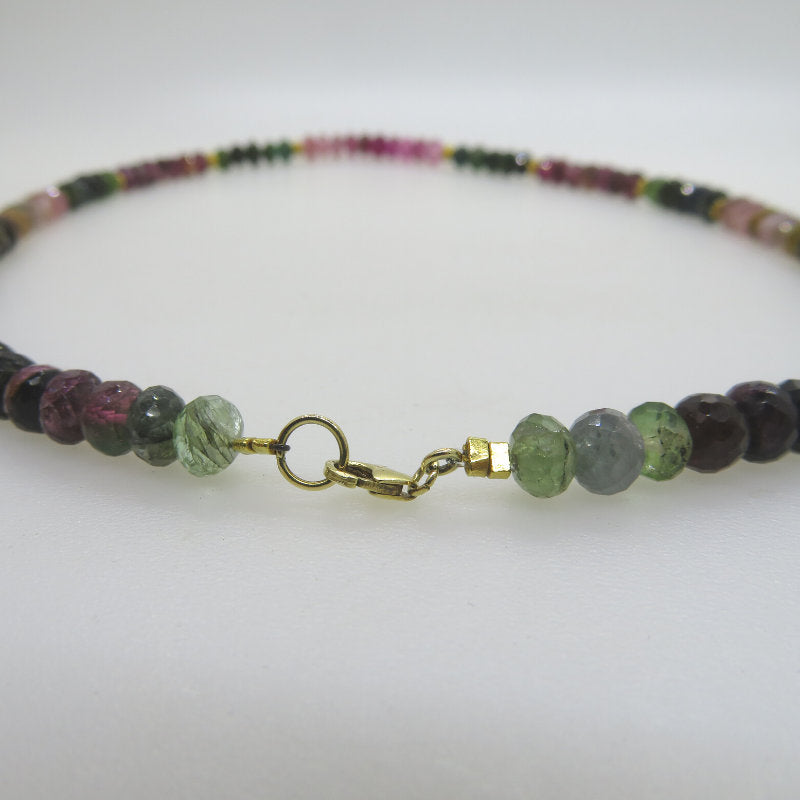 Multi Colour Tourmaline Necklace with 18K Gold