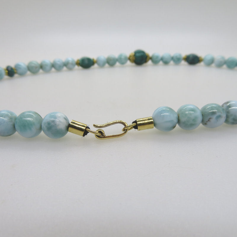Larimar Stone 18K Gold Necklace with Turquoise