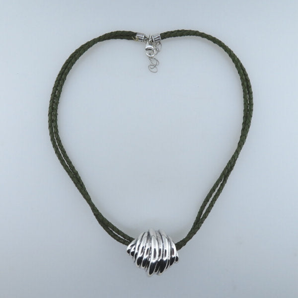 Leather Necklace with Electroformed Sterling Silver