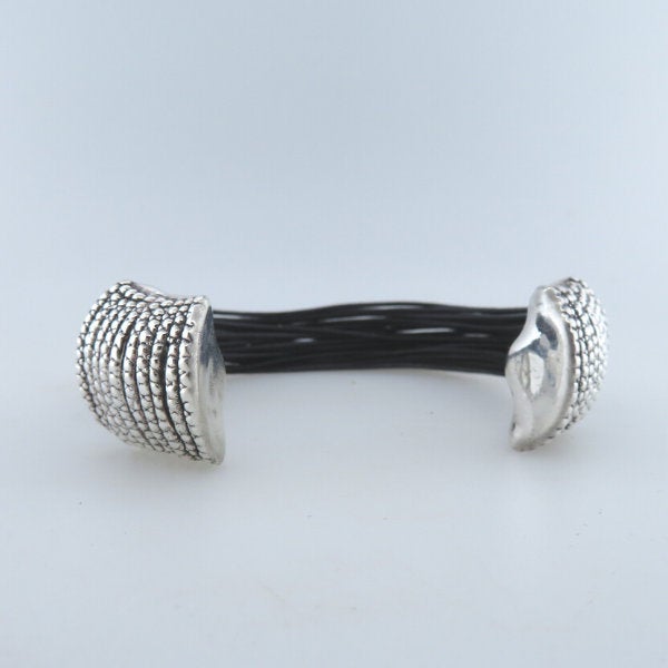 Leather Bracelet with Electroformed Sterling Silver