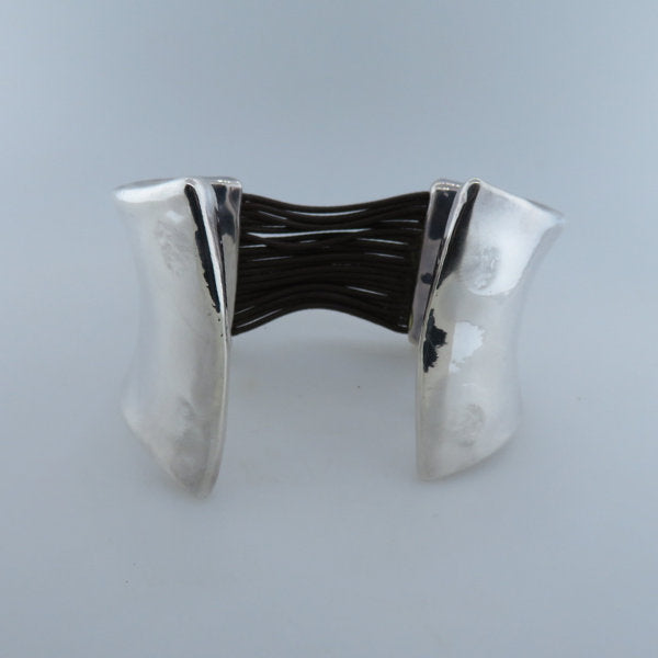 Leather Bracelet with Electroformed Sterling Silver