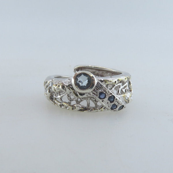 Sterling Silver Ring with Blue Topaz and Blue Sapphire