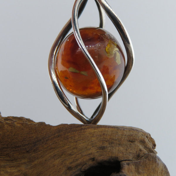 Amber Pendant with Sterling Silver
