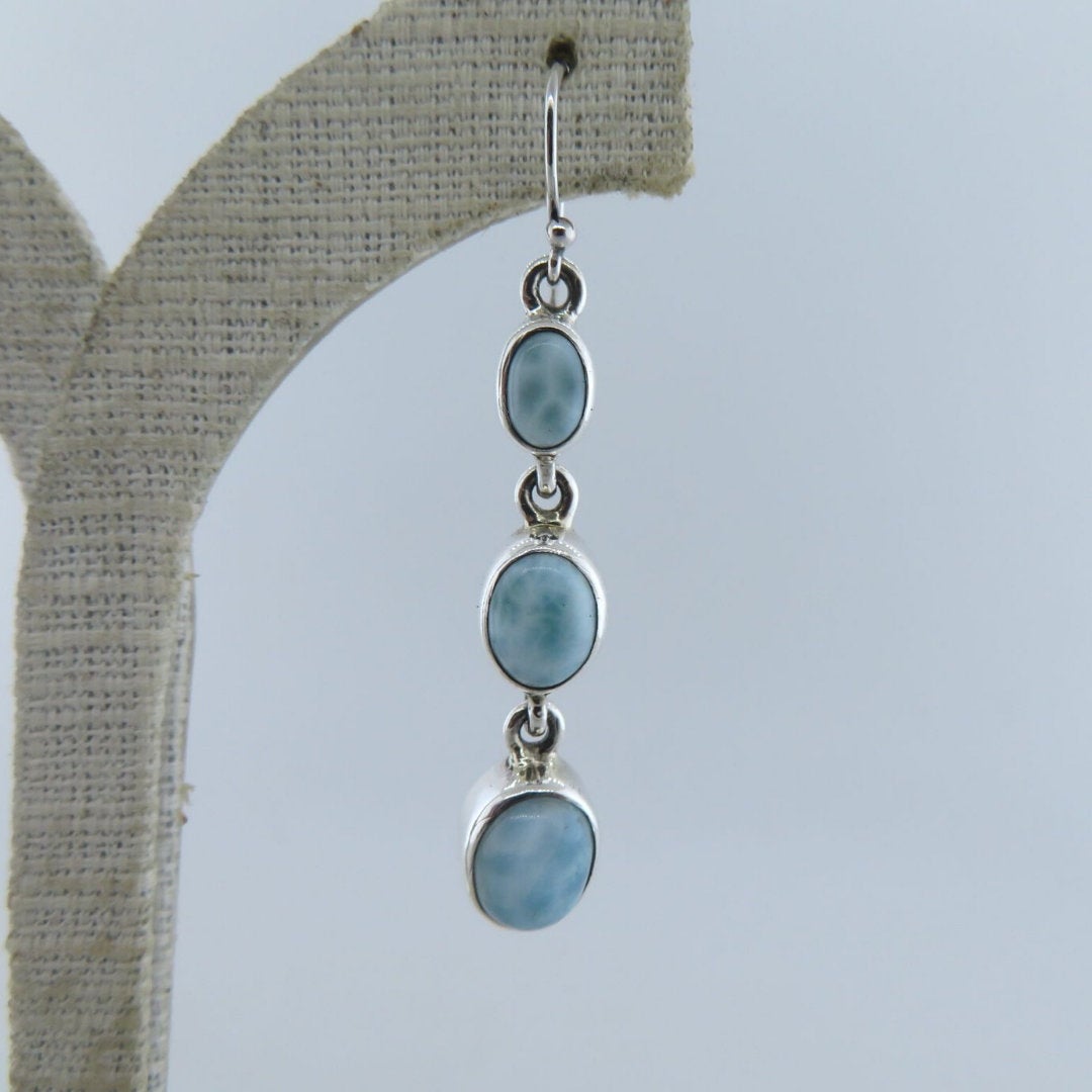Larimar Stone Earrings with Sterling Silver