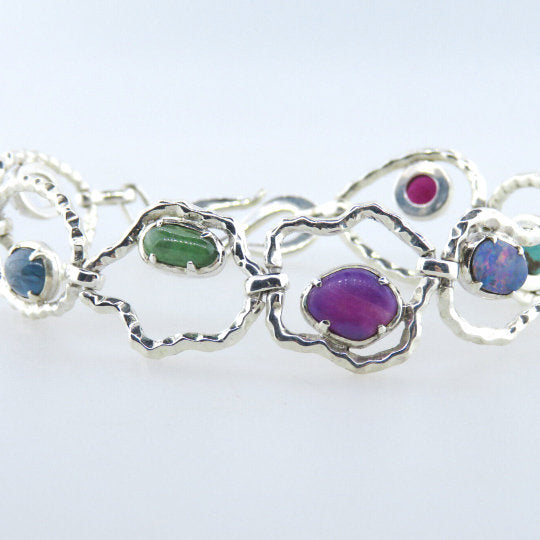 Mixed Stones Bracelet with Sterling Silver