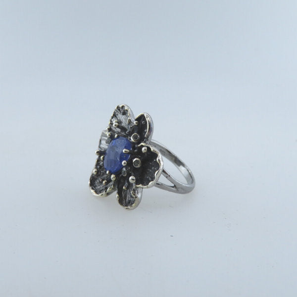 Sterling Silver Ring with Tanzanite and Blue Sapphire