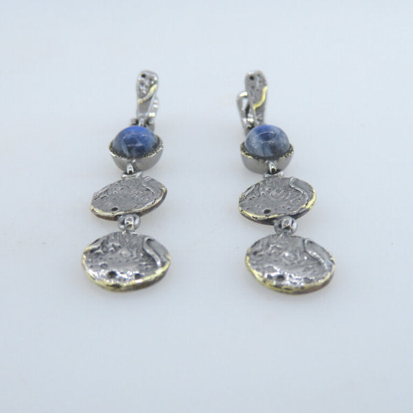Labradorite Earrings with Sterling Silver and Gold Plated