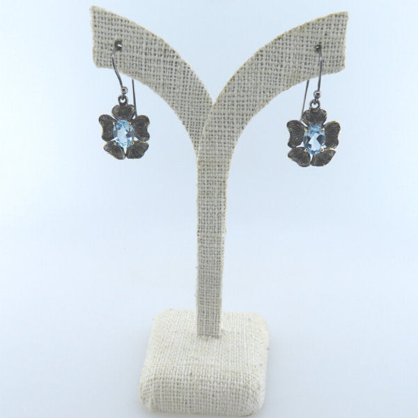 Blue Topaz Earrings with Sterling Silver and Gold Plated