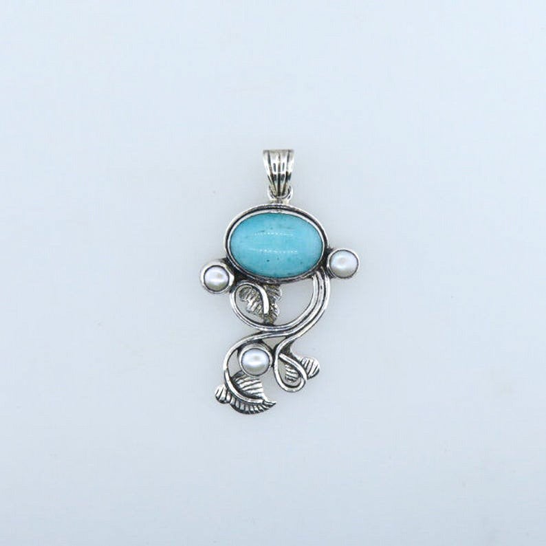 Amazonite Pendant with Fresh Waters Pearl with Sterling Silver